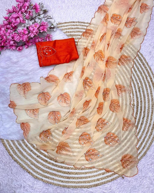 Pure Georgette Handwork Saree