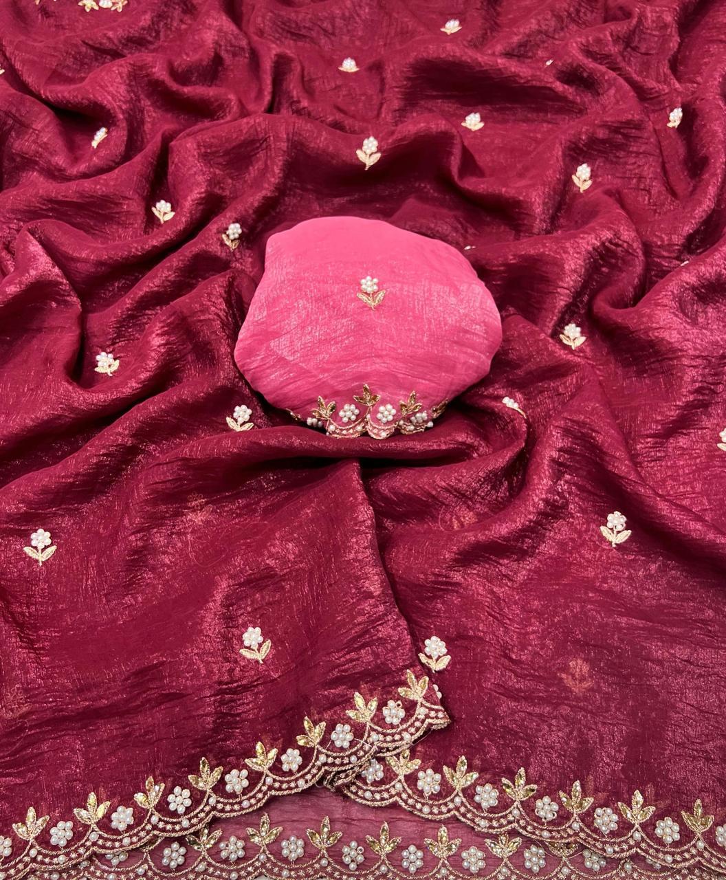 Luxurious Satin Chiffon Candy Crush Silk Saree