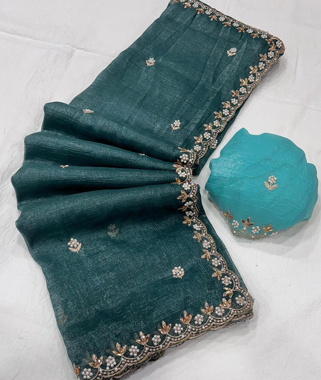 Luxurious Satin Chiffon Candy Crush Silk Saree