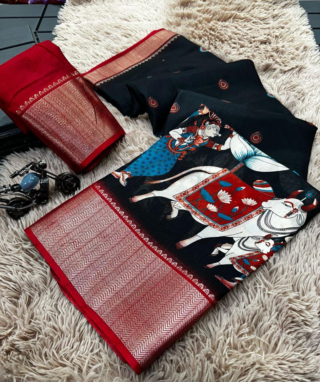 Black soft dola saree