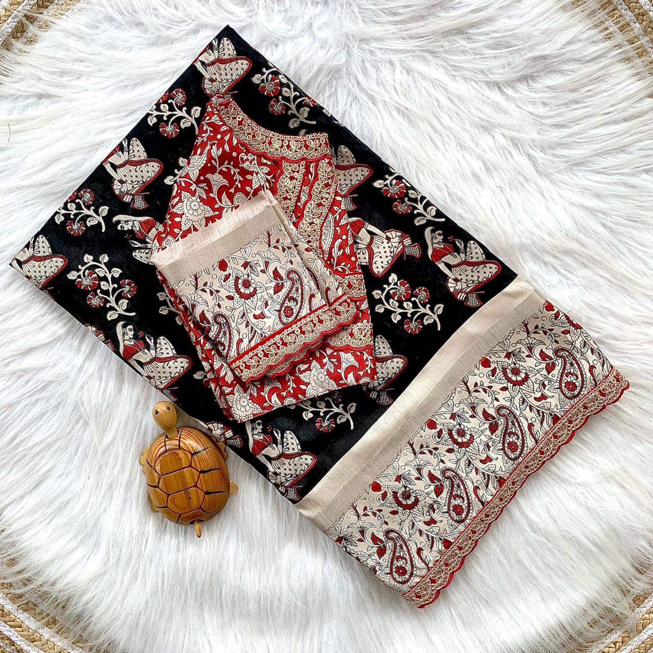 Soft Cotton Silk with Kalamkari saree