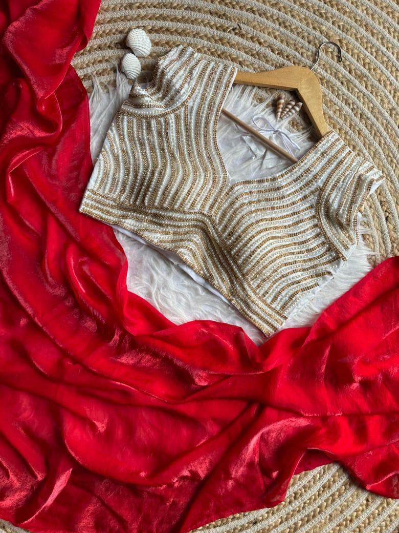 soft space silk with pearl blouse