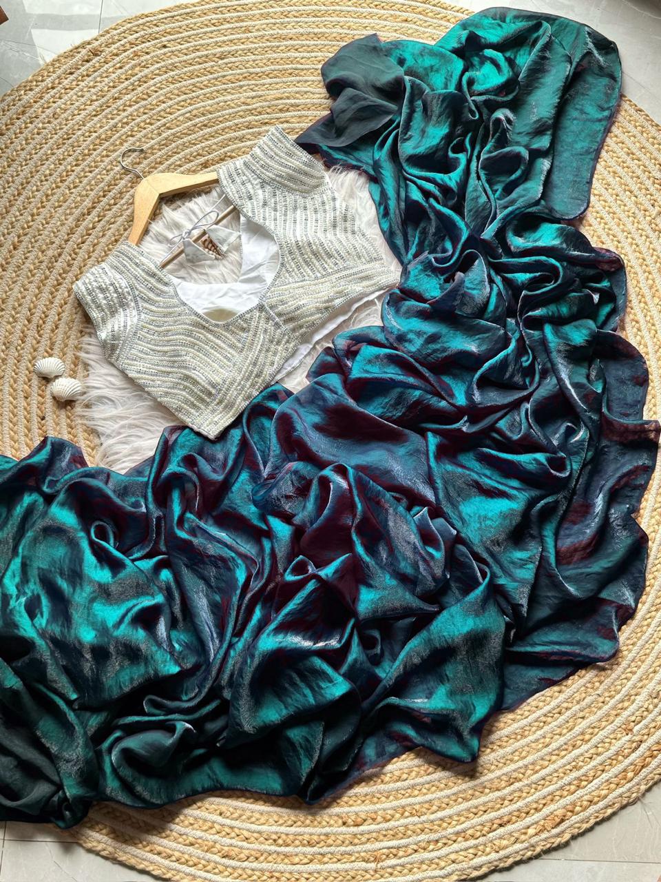 soft space silk with pearl blouse