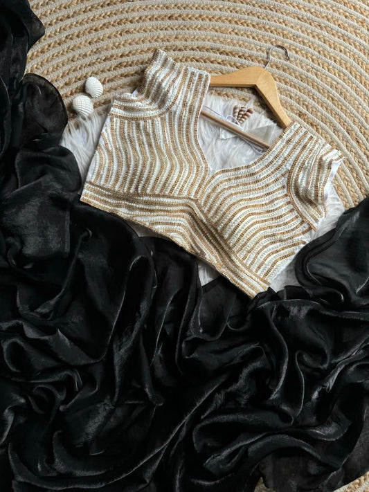 soft space silk with pearl blouse