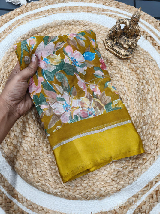 Heavy Dull Moss Chiffon Saree