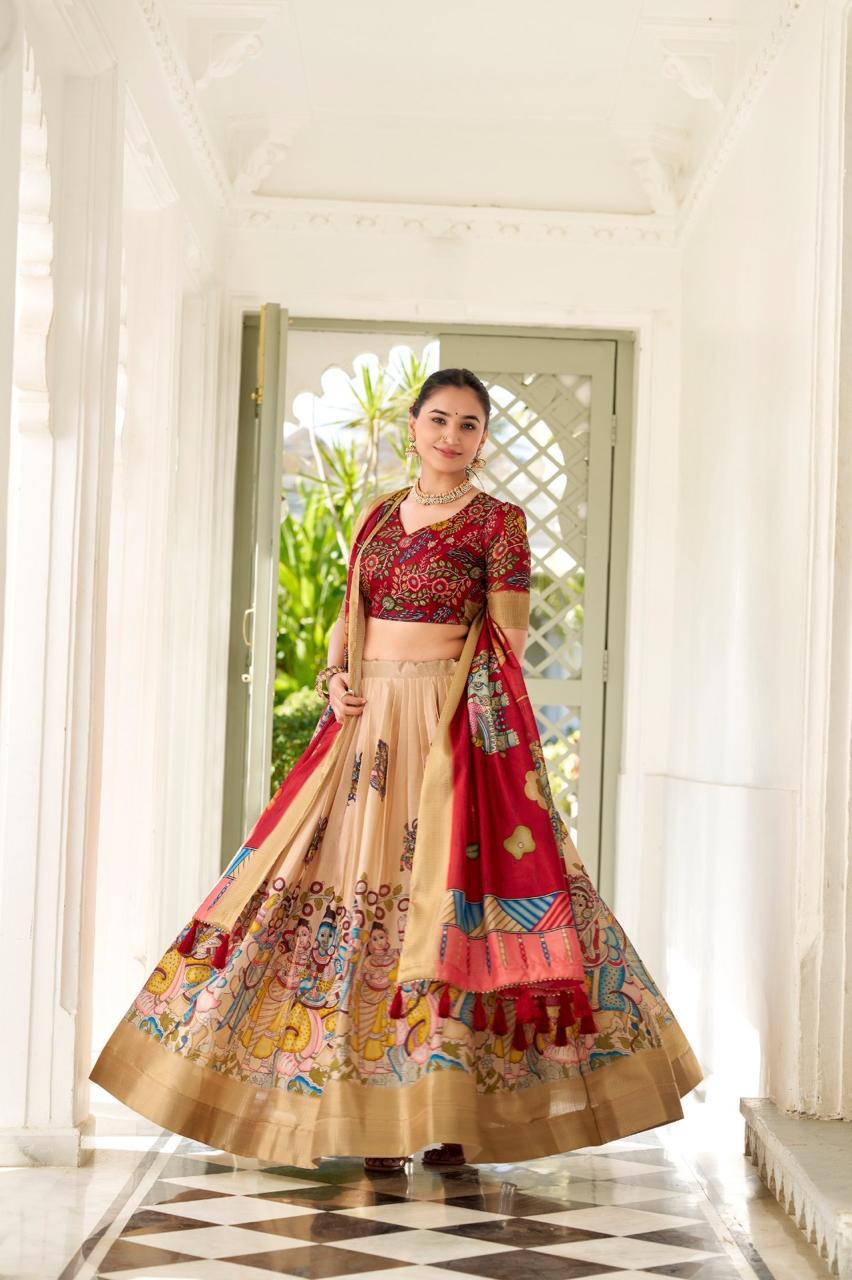 kalamkari half saree