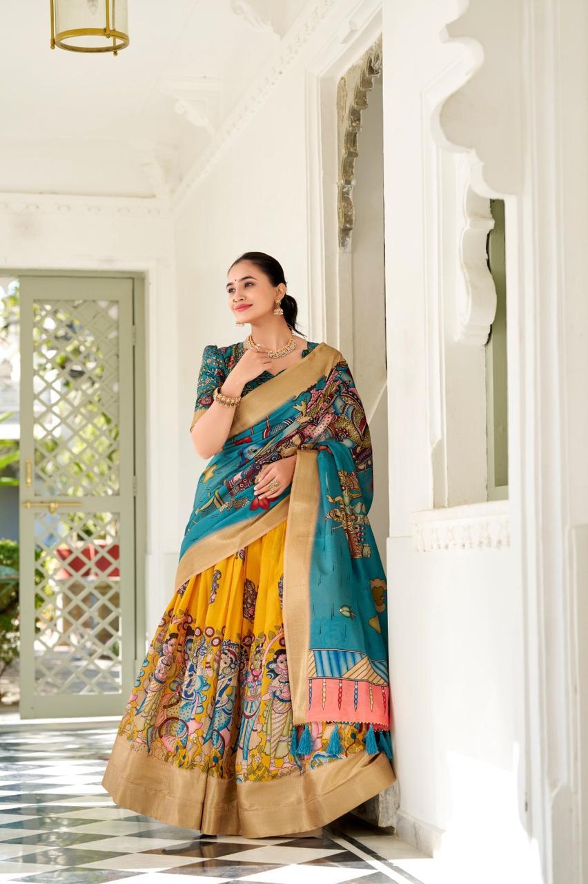 kalamkari half saree