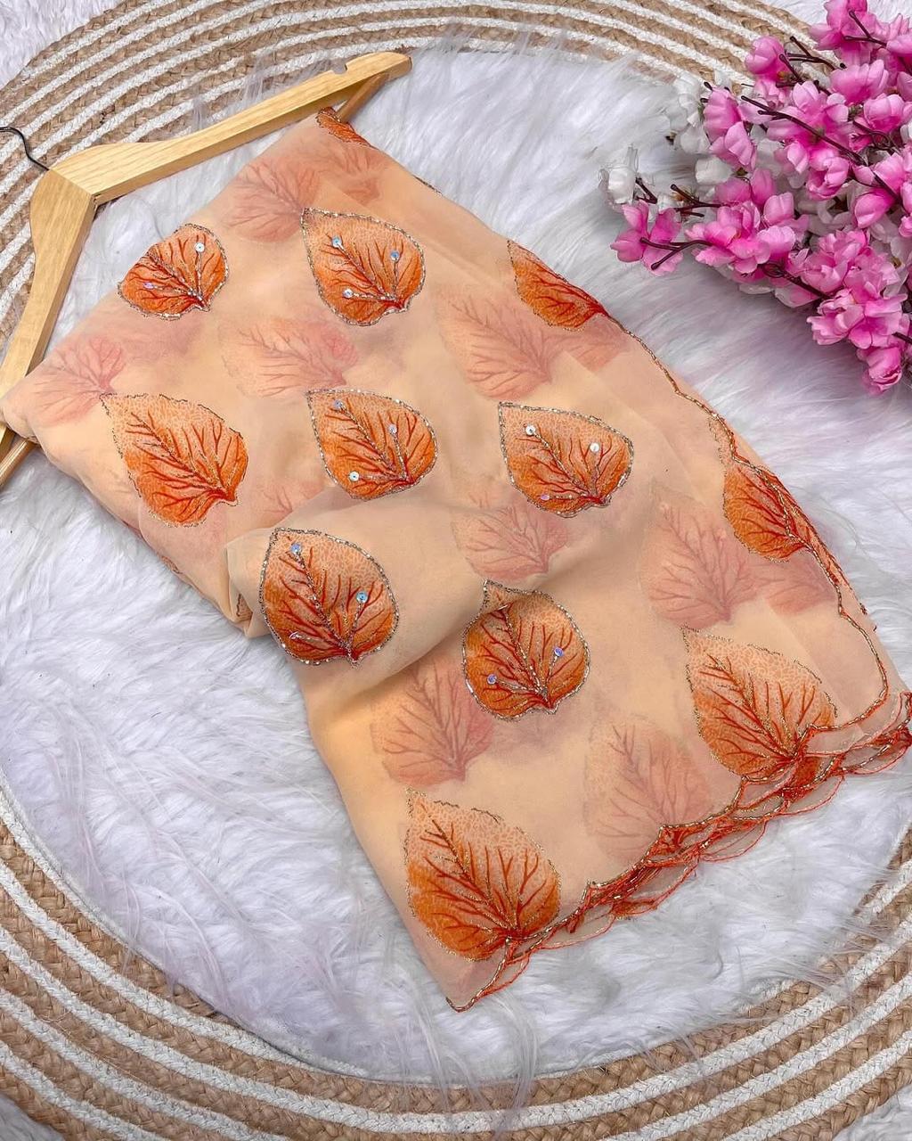 Pure Georgette Handwork Saree