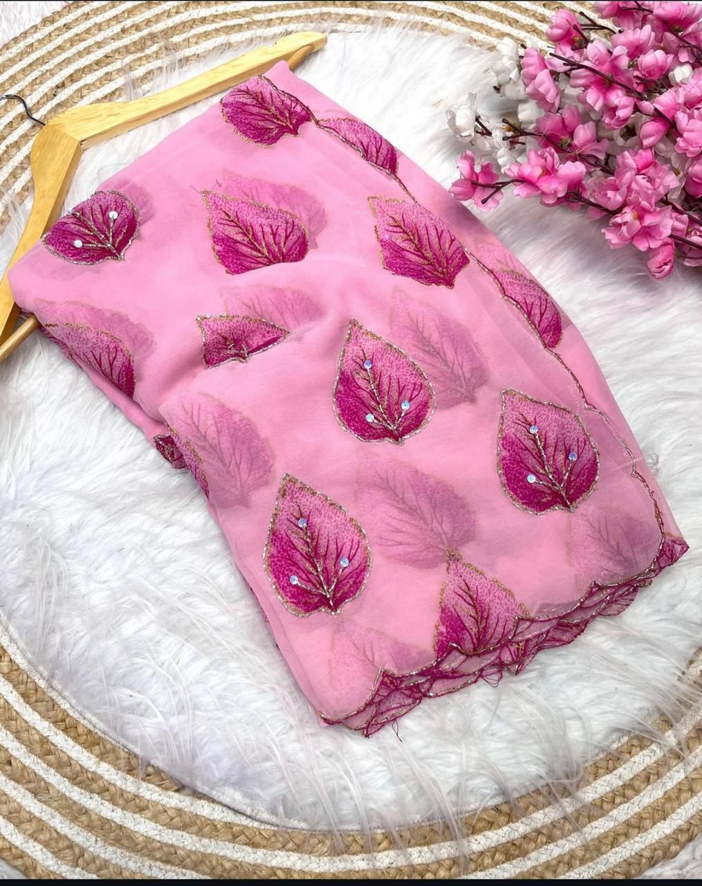 Pure Georgette Handwork Saree