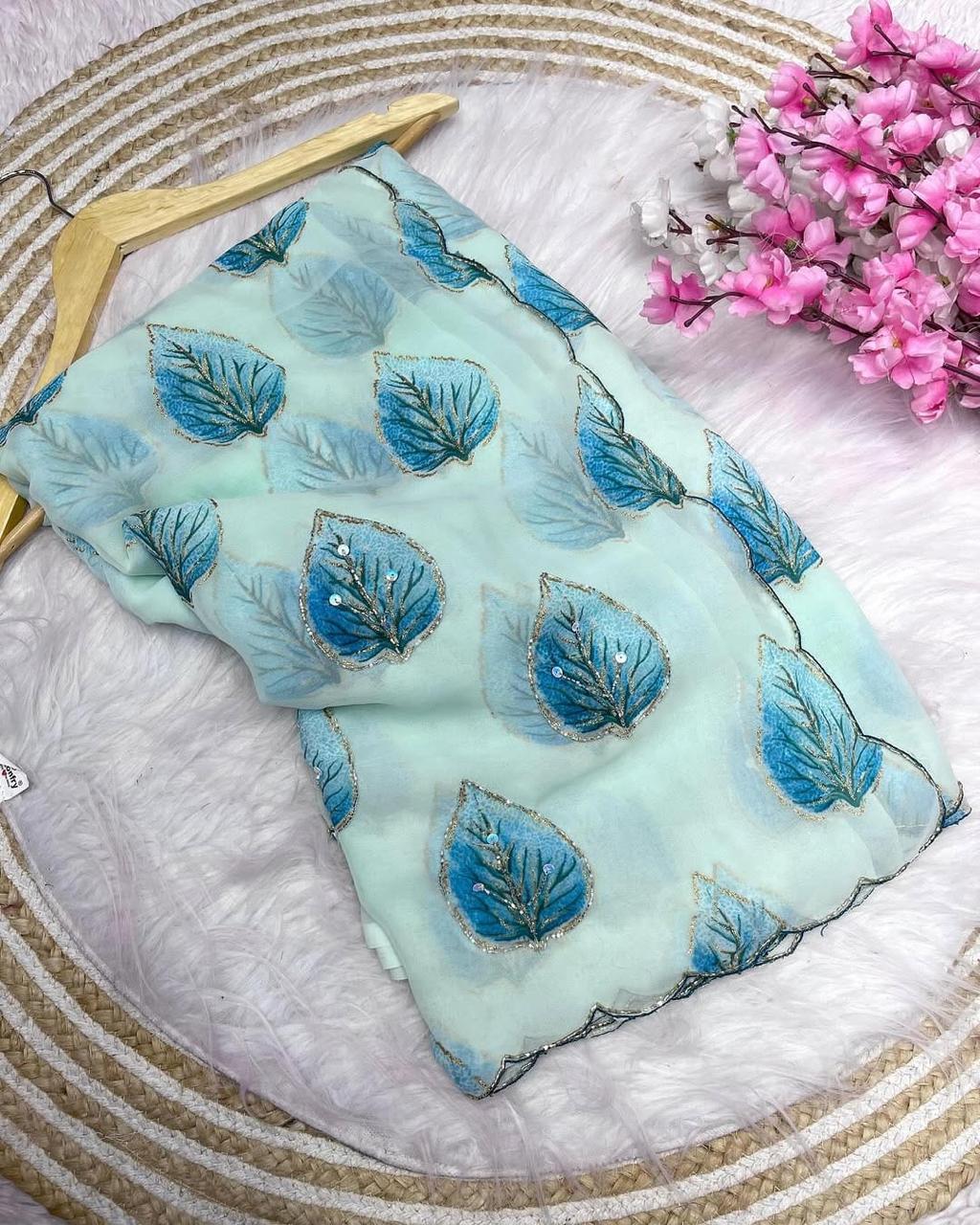 Pure Georgette Handwork Saree