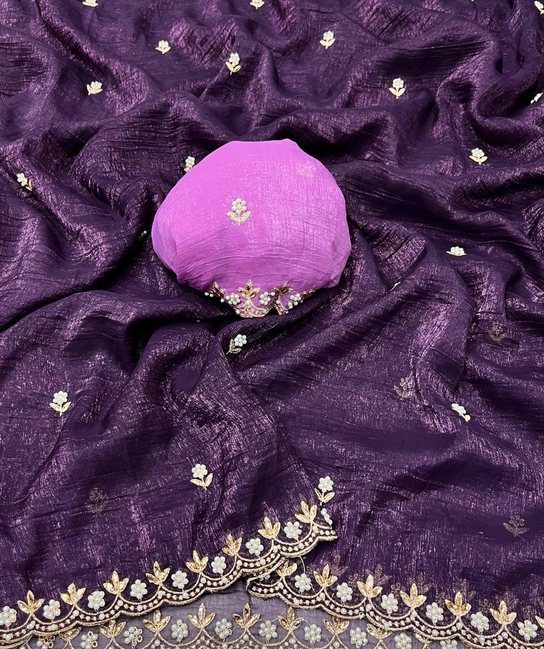 Luxurious Satin Chiffon Candy Crush Silk Saree