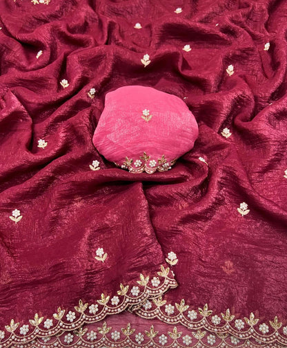 Luxurious Satin Chiffon Candy Crush Silk Saree