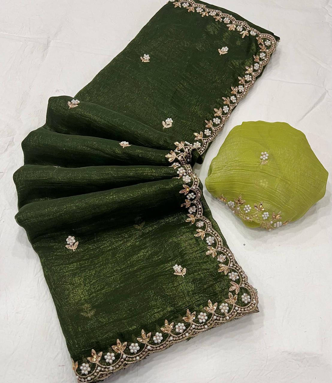 Luxurious Satin Chiffon Candy Crush Silk Saree