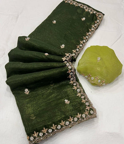 Luxurious Satin Chiffon Candy Crush Silk Saree