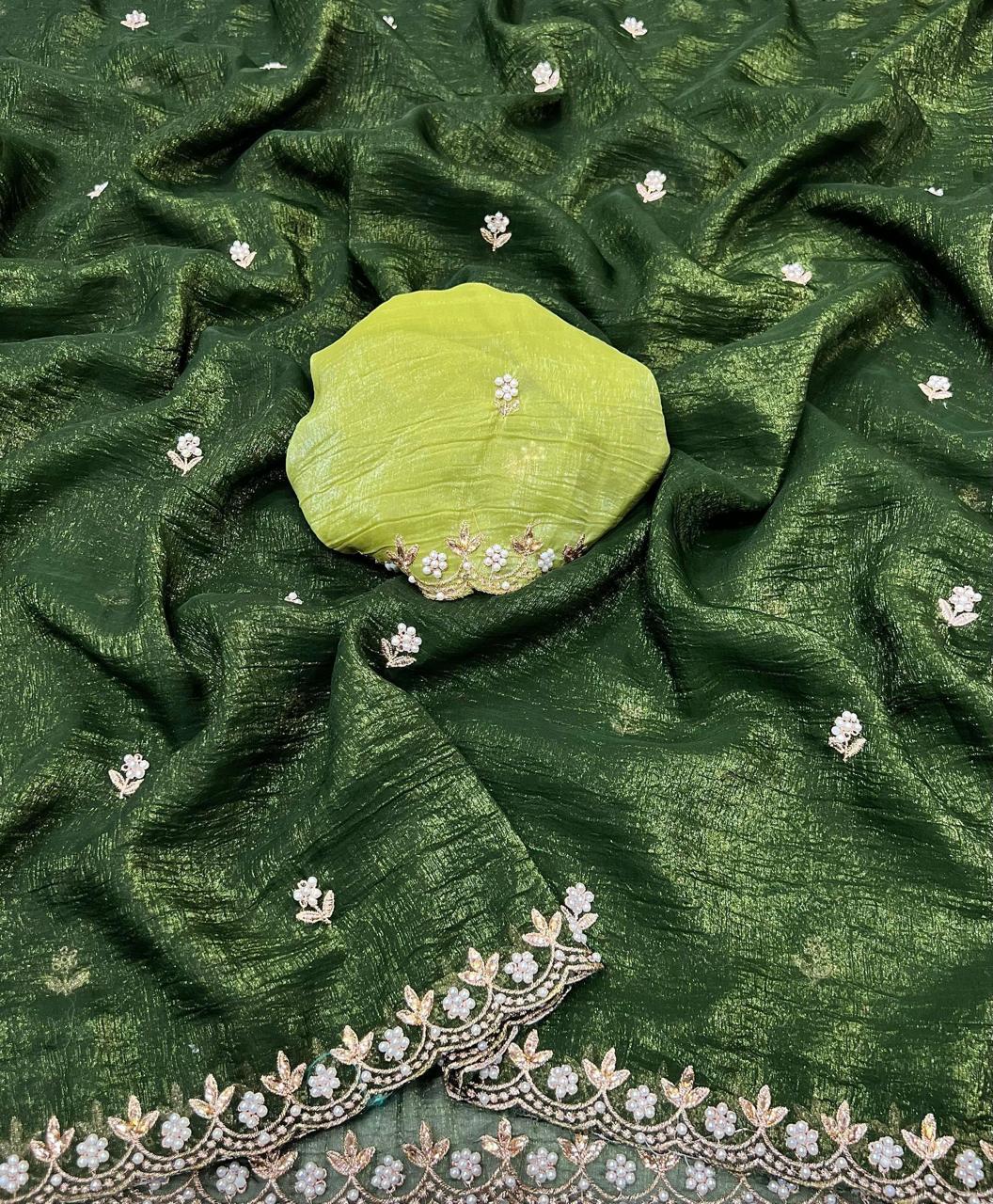 Luxurious Satin Chiffon Candy Crush Silk Saree