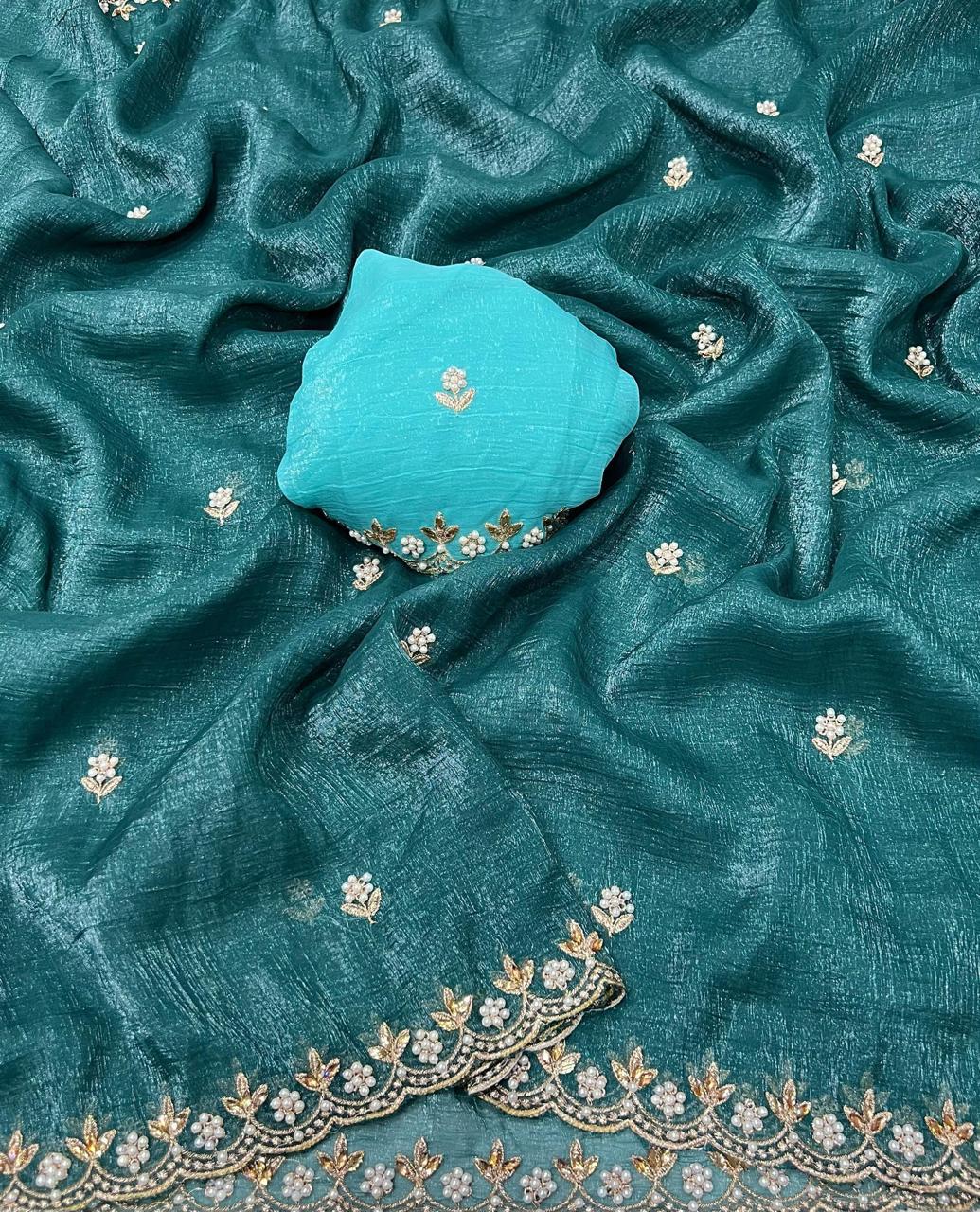 Luxurious Satin Chiffon Candy Crush Silk Saree