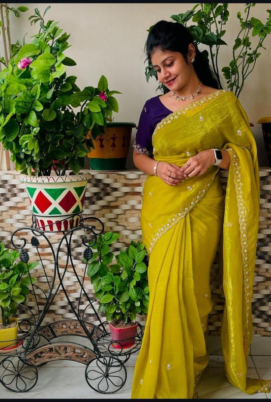 Luxurious Satin Chiffon Candy Crush Silk Saree