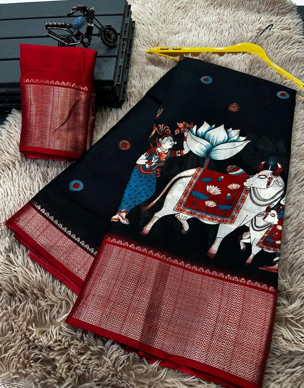 Black soft dola saree