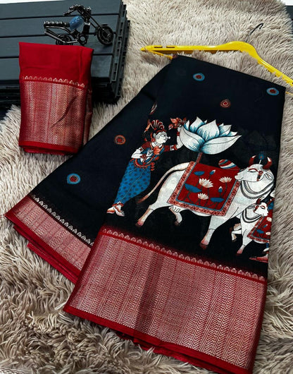 Black soft dola saree