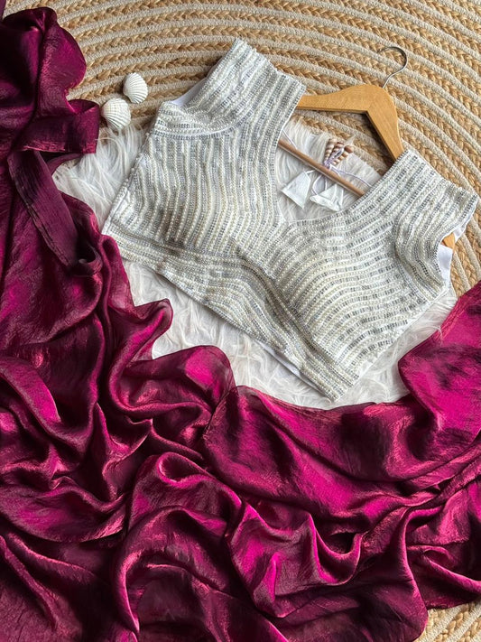 soft space silk with pearl blouse