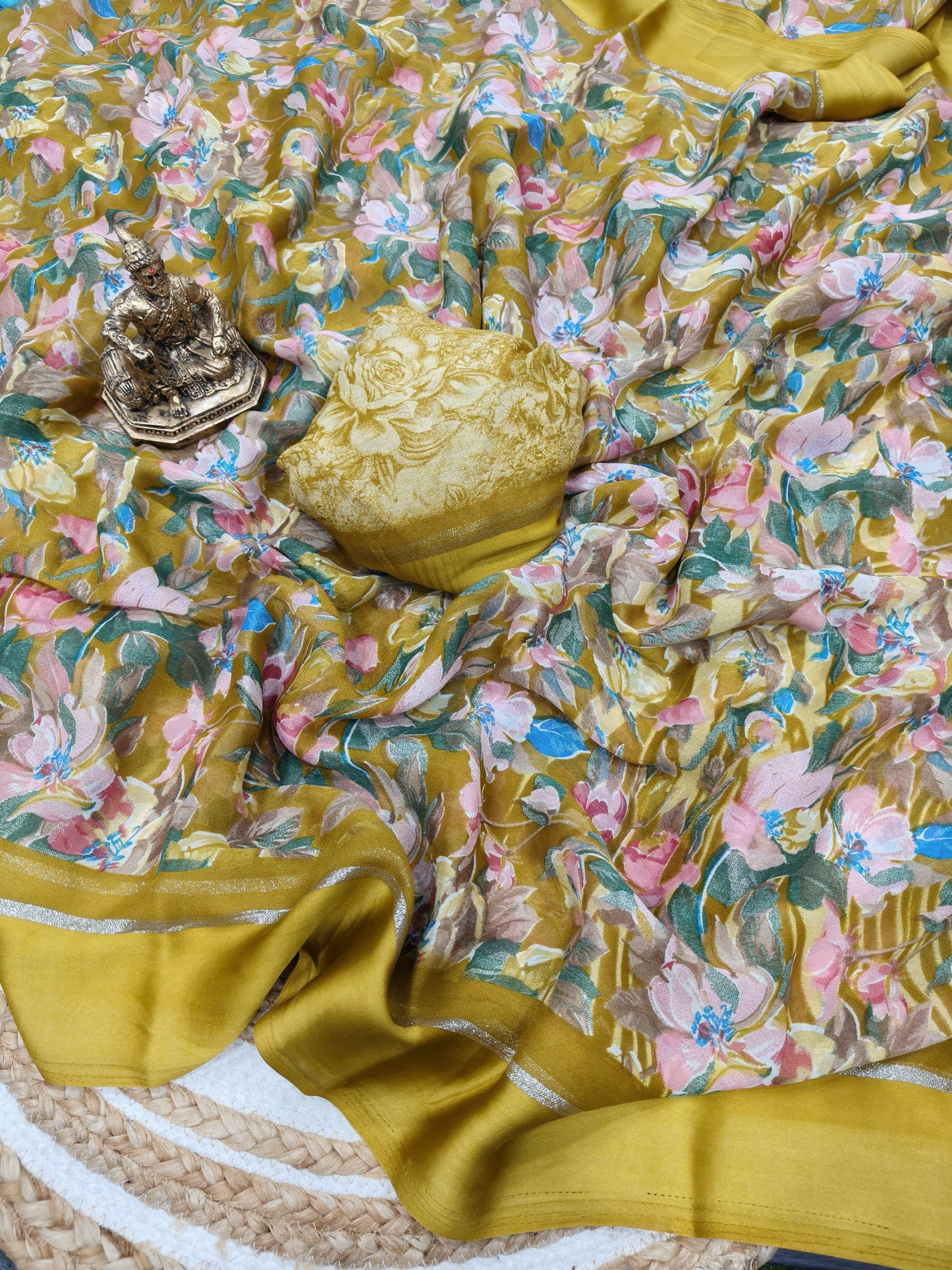 Heavy Dull Moss Chiffon Saree