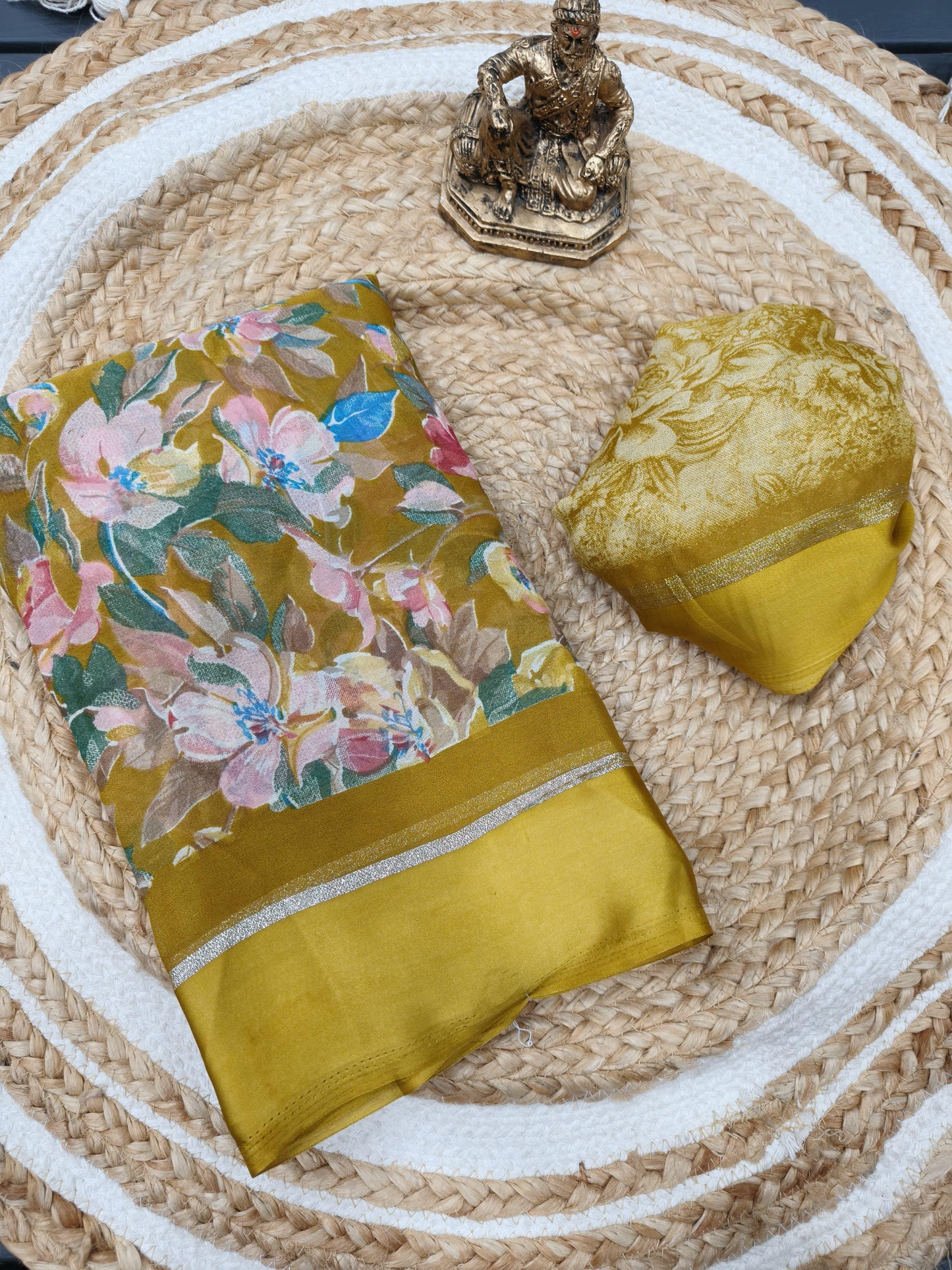 Heavy Dull Moss Chiffon Saree